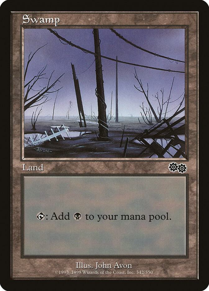 Swamp 342 card from Urza's Saga