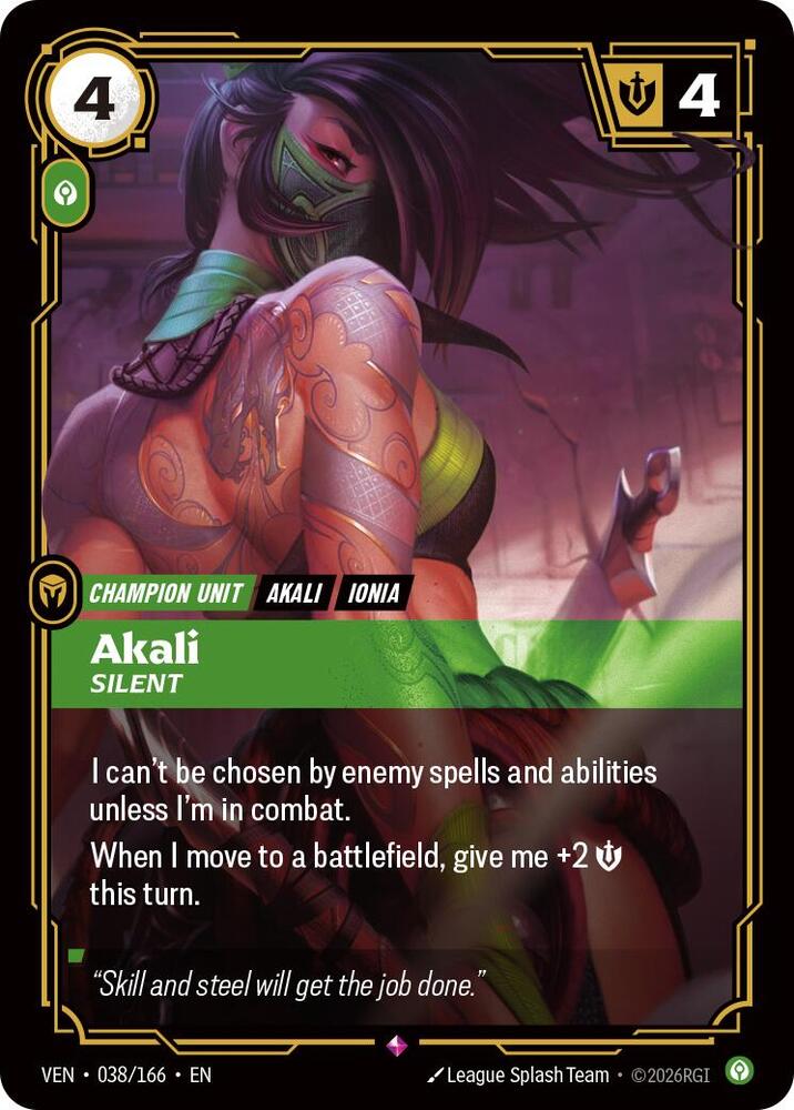 Akali, Silent 038/166 card from Vendetta