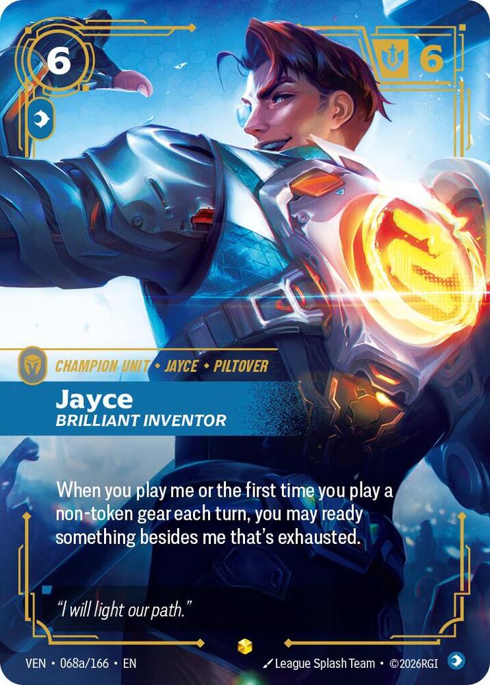 Jayce, Brilliant Inventor (Alternate Art) 068a/166 card from Vendetta
