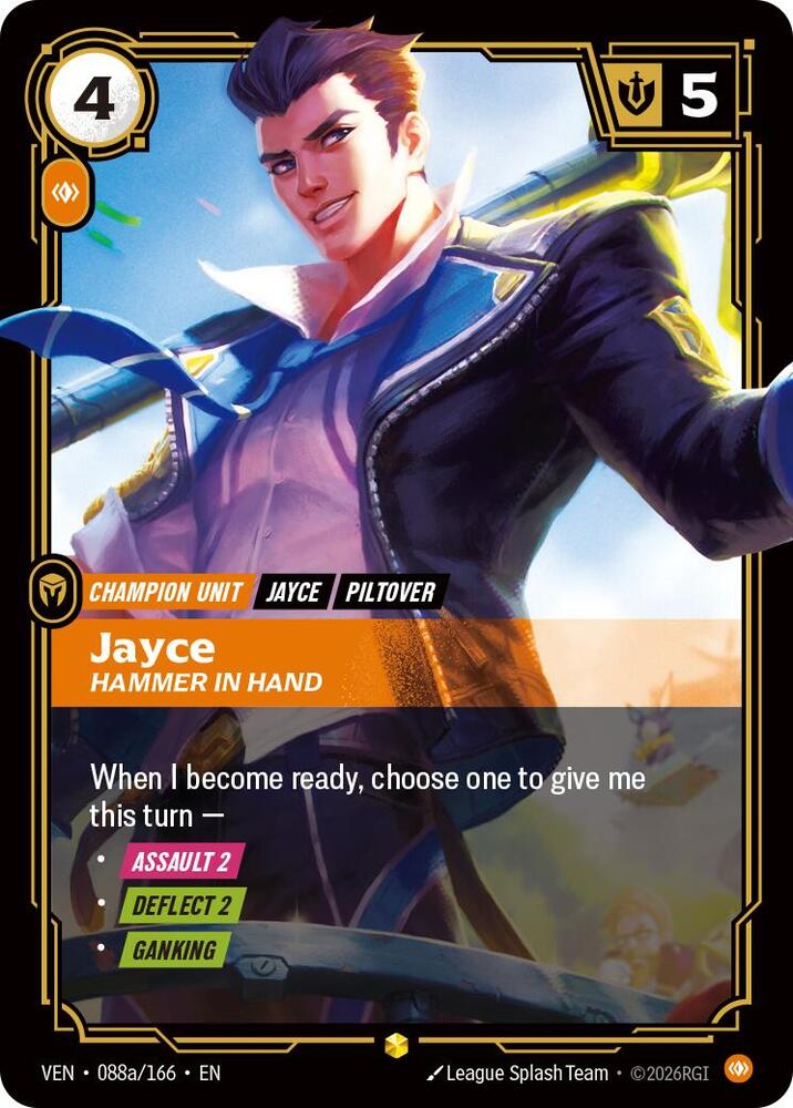 Jayce, Hammer in Hand (Alternate Art) 088a/166 card from Vendetta