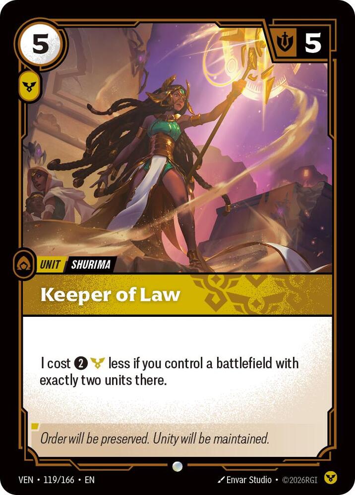 Keeper of Law 119/166 card from Vendetta