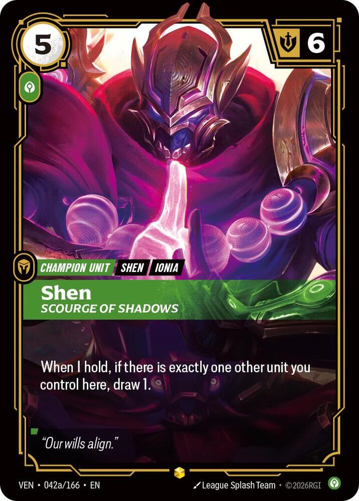 Shen, Scourge of Shadows (Alternate Art) 042a/166 card from Vendetta