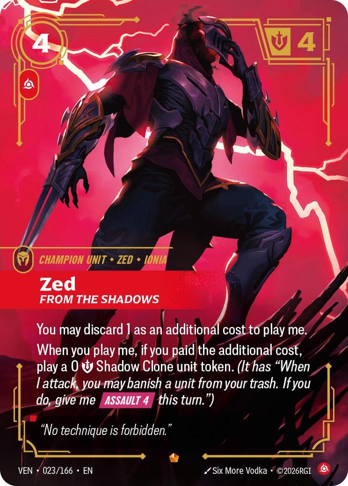 Zed, From the Shadows 023/166 card from Vendetta