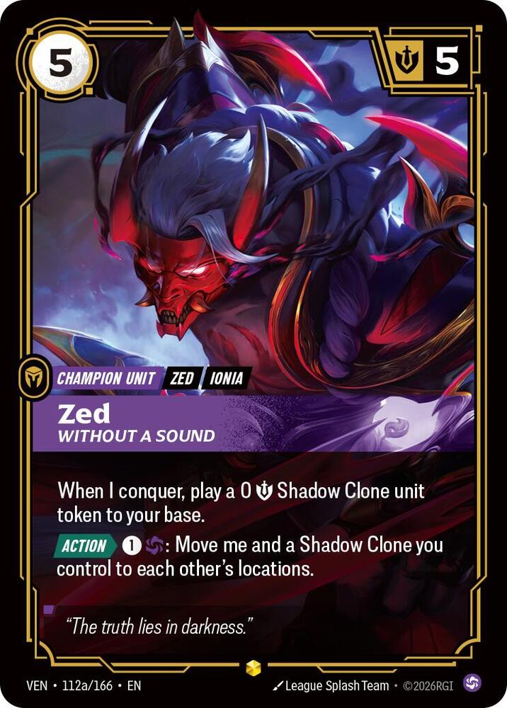 Zed, Without a Sound (Alternate Art) 112a/166 card from Vendetta