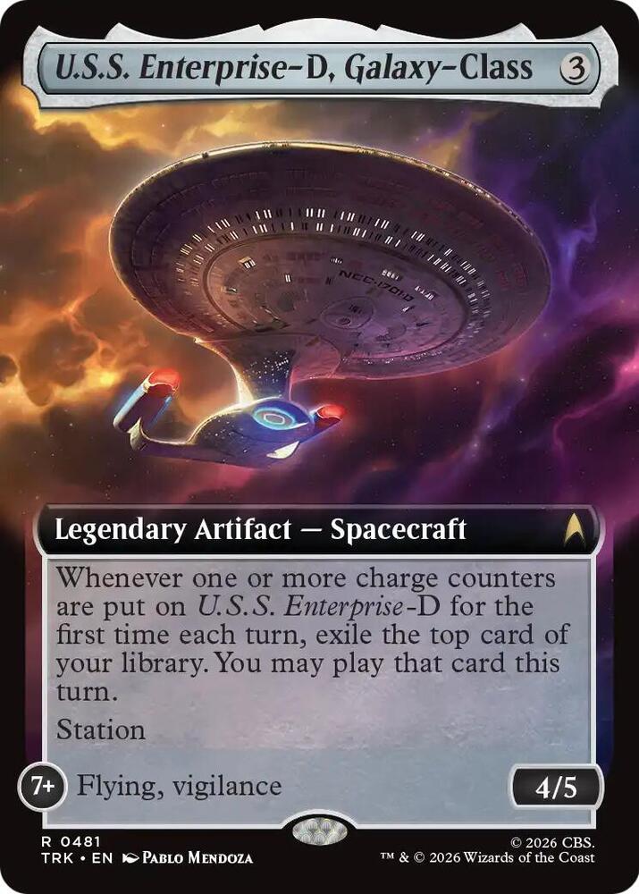 U.S.S. Enterprise-D, Galaxy-Class (Extended Art) 481 card from Star Trek