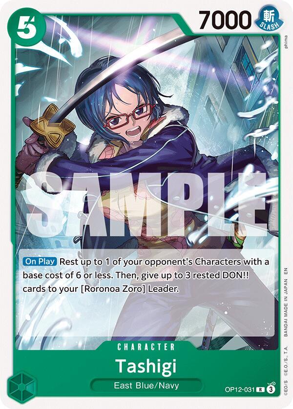 Tashigi OP12-031 card from Starter Deck 32: GREEN Roronoa Zoro