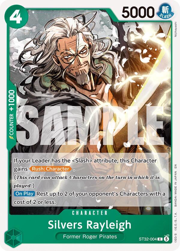 Silvers Rayleigh ST32-004 card from Starter Deck 32: GREEN Roronoa Zoro