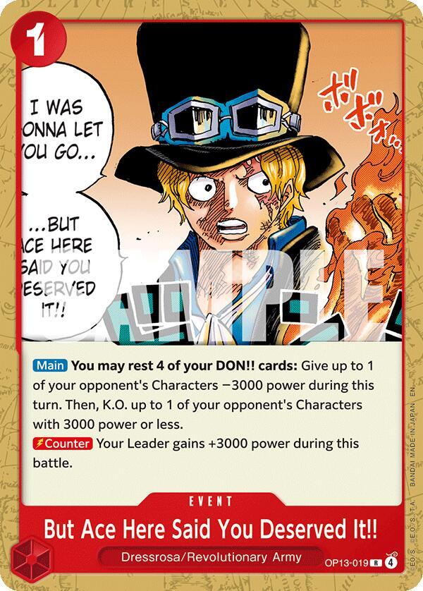 But Ace Here Said You Deserved It!! OP13-019 card from Starter Deck 35: RED/BLACK Sabo