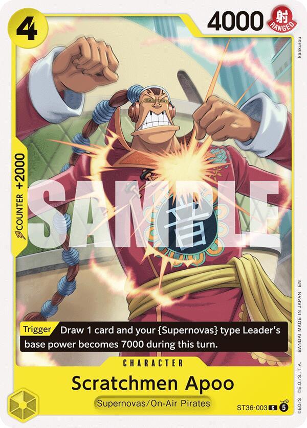 Scratchmen Apoo ST36-003 card from Starter Deck 36: YELLOW Eustass”Captain”Kid