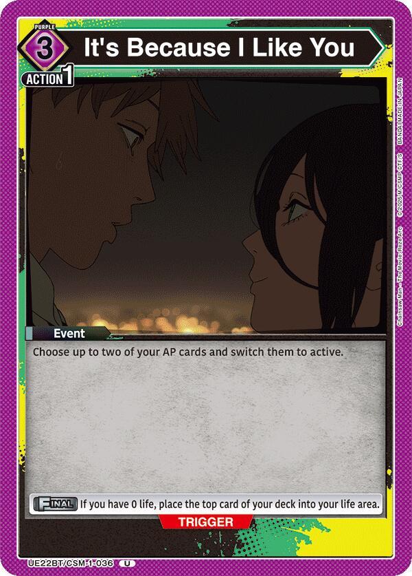 It's Because I Like You UE22BT/CSM-1-036 card from UE22BT: CHAINSAW MAN