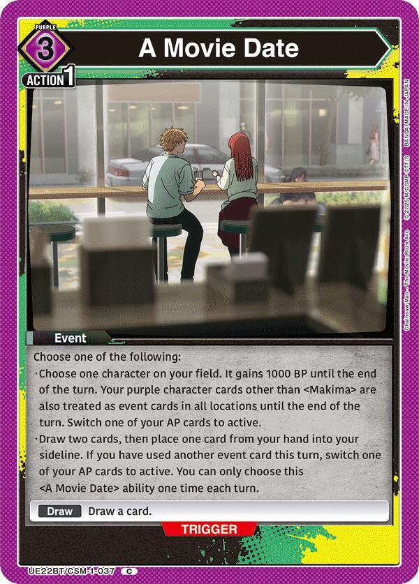 A Movie Date UE22BT/CSM-1-037 card from UE22BT: CHAINSAW MAN