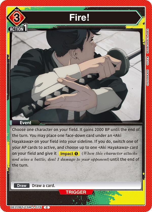 Fire! UE22BT/CSM-1-075 card from UE22BT: CHAINSAW MAN