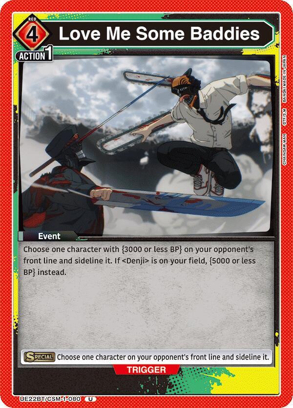 Love Me Some Baddies UE22BT/CSM-1-080 card from UE22BT: CHAINSAW MAN
