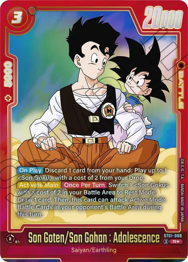 Son Goten/Son Gohan : Adolescence (Alternate Art) ST01-008 card from Story Booster 01