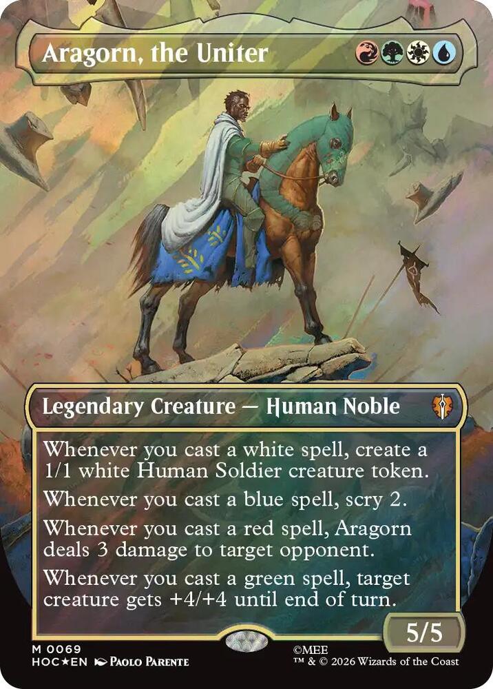 Aragorn, the Uniter (Borderless) (Surge Foil) 69 card from The Hobbit: Eternal-Legal