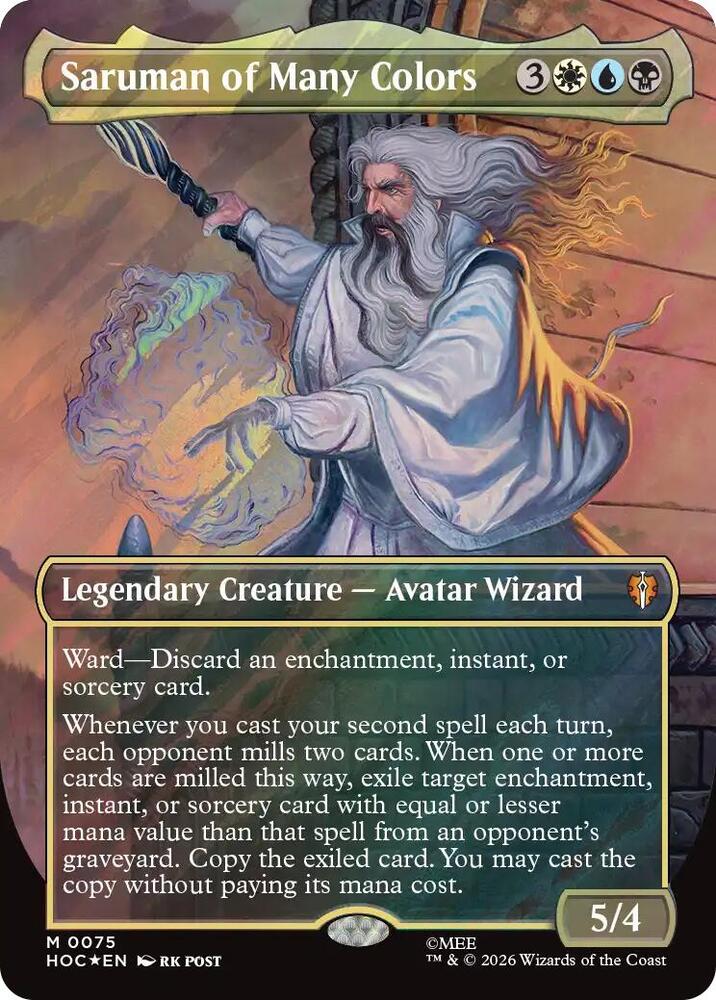 Saruman of Many Colors (Borderless) (Surge Foil) 75 card from The Hobbit: Eternal-Legal