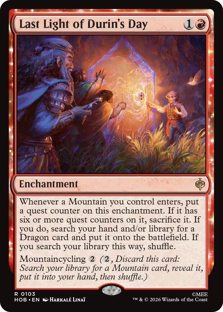 Last Light of Durin's Day 103 card from The Hobbit