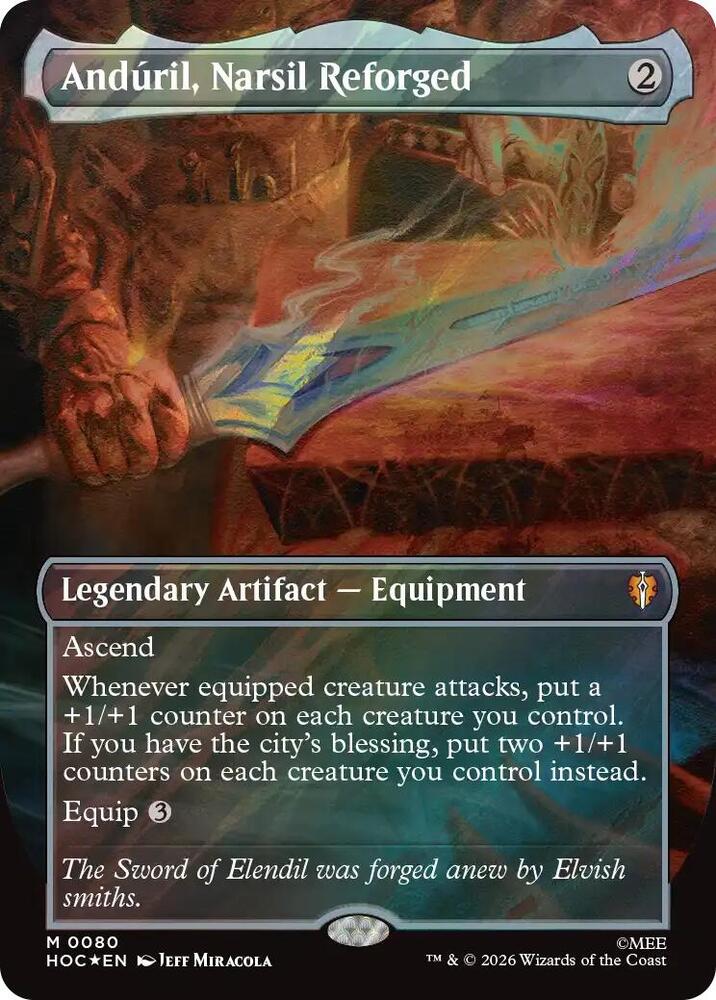 Anduril, Narsil Reforged (Borderless) (Surge Foil) 80 card from The Hobbit: Eternal-Legal