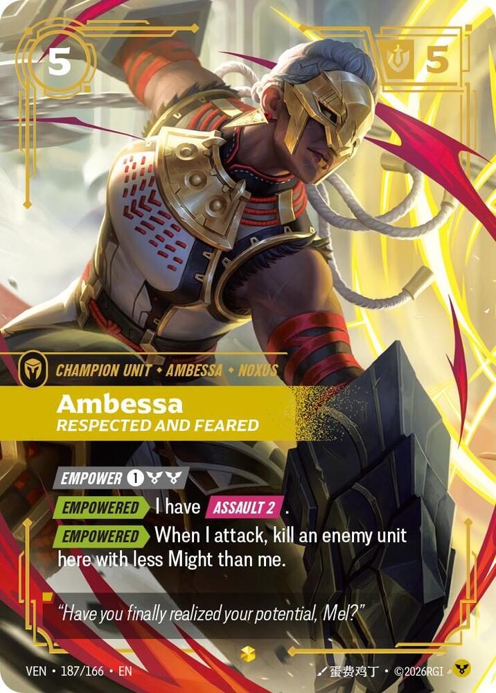 Ambessa, Respected and Feared (Overnumbered) 187/166 card from Vendetta