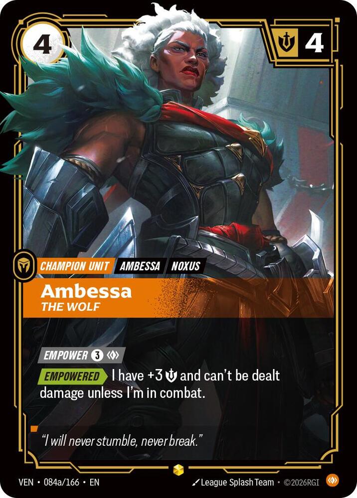Ambessa, The Wolf (Alternate Art) 084a/166 card from Vendetta