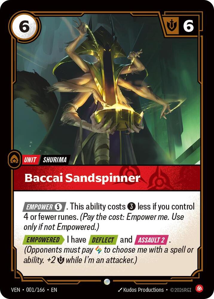 Baccai Sandspinner 001/166 card from Vendetta