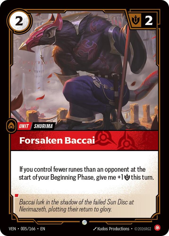 Forsaken Baccai 005/166 card from Vendetta
