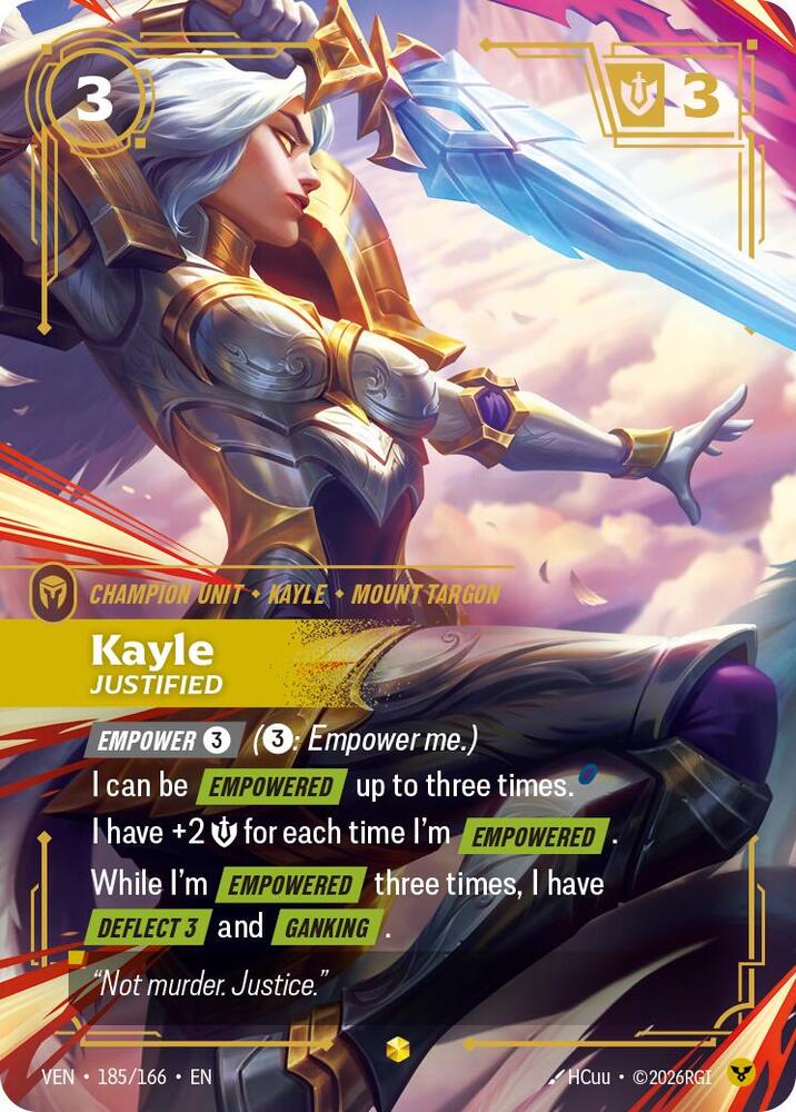 Kayle, Justified (Overnumbered) 185/166 card from Vendetta