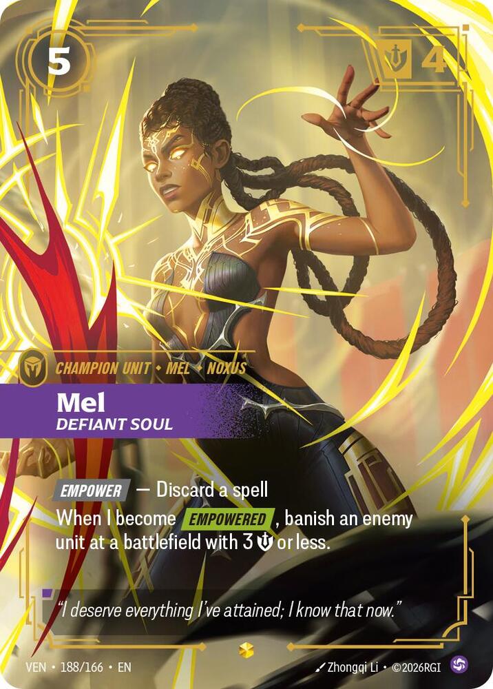Mel, Defiant Soul (Overnumbered) 188/166 card from Vendetta