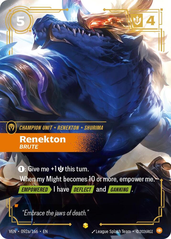 Renekton - Brute (Alternate Art) 092a/166 card from Vendetta