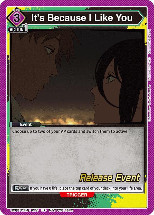 It's Because I Like You UE22BT/CSM-1-036 card from UE22BT: CHAINSAW MAN Release Event