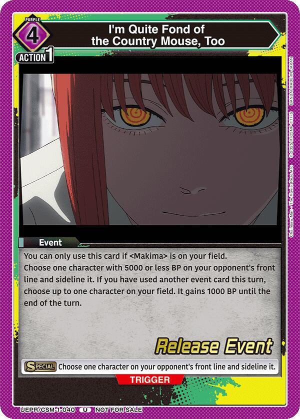 I'm Quite Fond of the Country Mouse, Too UE22BT/CSM-1-040 card from UE22BT: CHAINSAW MAN Release Event