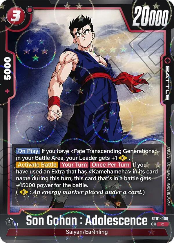 Son Gohan : Adolescence (Dragon Ball Pattern) ST01-009 card from Story Booster 01