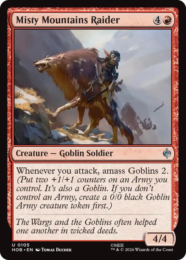 Misty Mountains Raider 105 card from The Hobbit