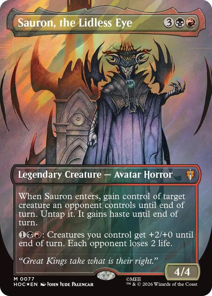 Sauron, the Lidless Eye (Borderless) (Surge Foil) 77 card from The Hobbit: Eternal-Legal