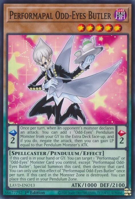 Performapal Odd-Eyes Butler LAVD-ENO13 card from Legendary Arc-V Decks