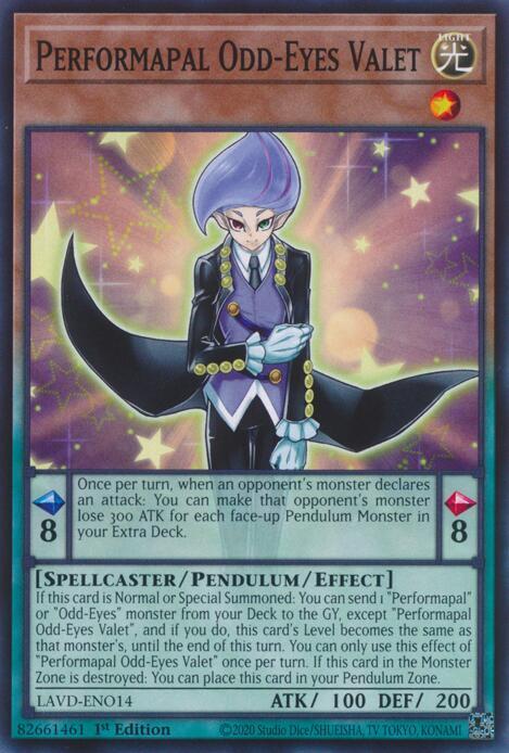 Performapal Odd-Eyes Valet LAVD-ENO14 card from Legendary Arc-V Decks