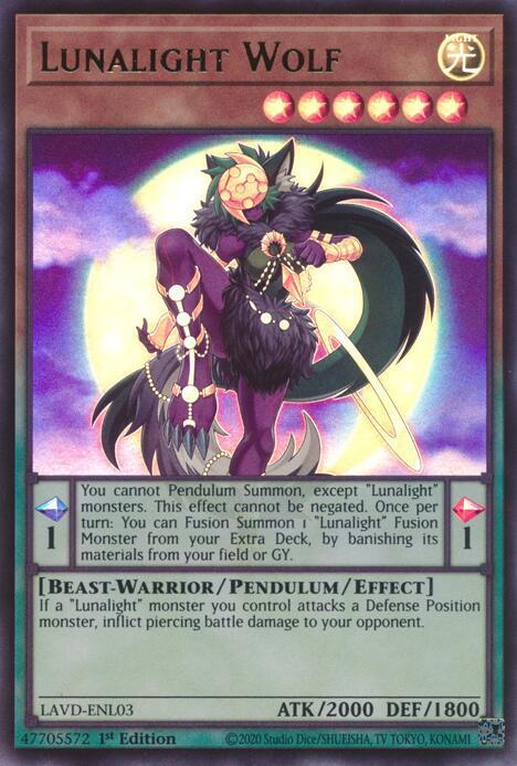 Lunalight Wolf LAVD-ENL03 card from Legendary Arc-V Decks