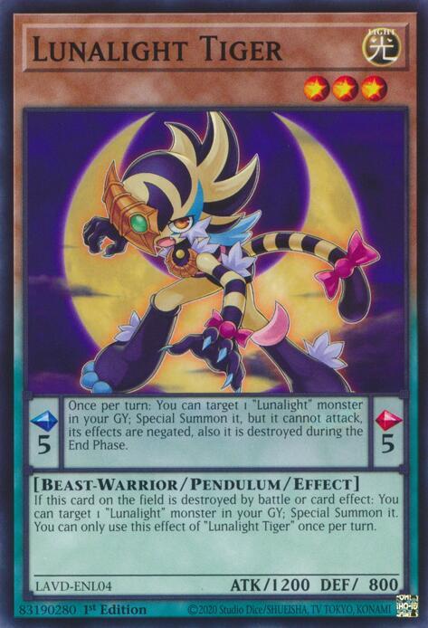 Lunalight Tiger LAVD-ENL04 card from Legendary Arc-V Decks