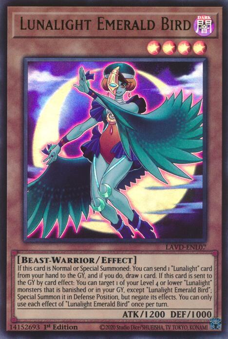 Lunalight Emerald Bird LAVD-ENL07 card from Legendary Arc-V Decks