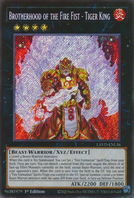 Brotherhood of the Fire Fist - Tiger King LAVD-ENL36 card from Legendary Arc-V Decks