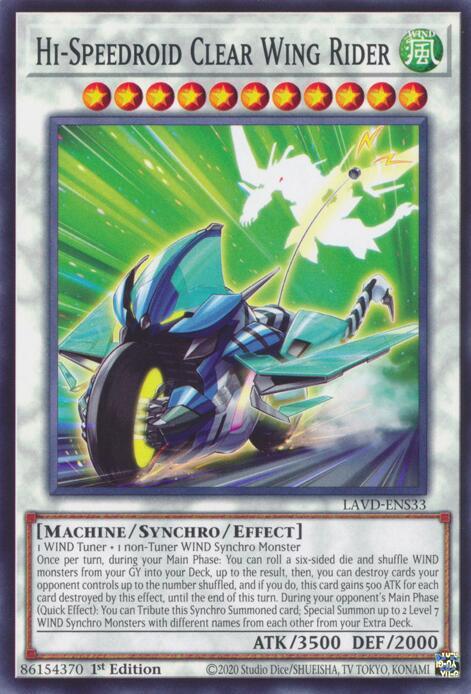 Hi-Speedroid Clear Wing Rider LAVD-ENS33 card from Legendary Arc-V Decks