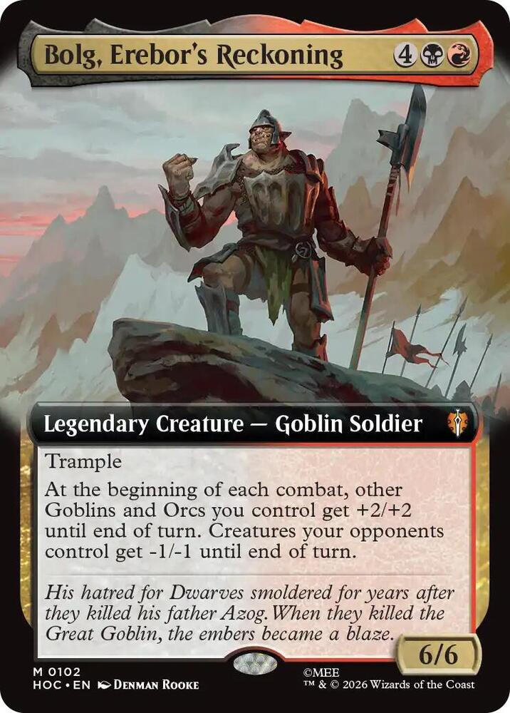 Bolg, Erebor's Reckoning (Extended Art) 102 card from The Hobbit: Eternal-Legal