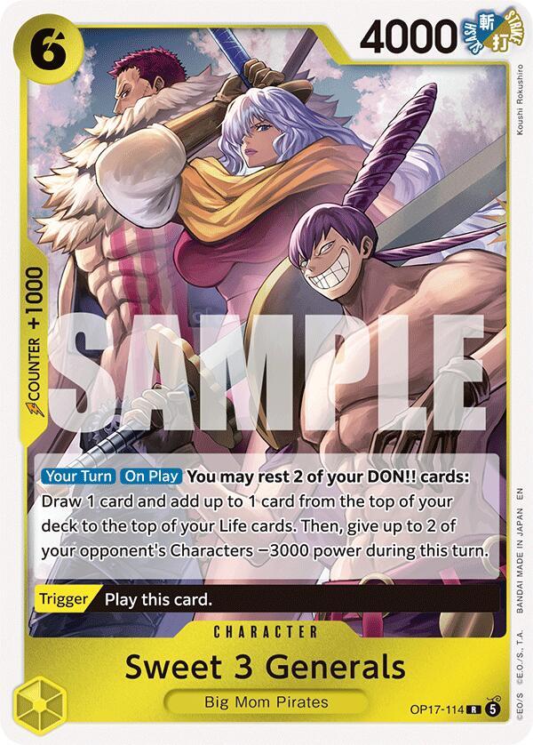 Sweet 3 Generals OP17-114 card from The World's Strongest Warriors