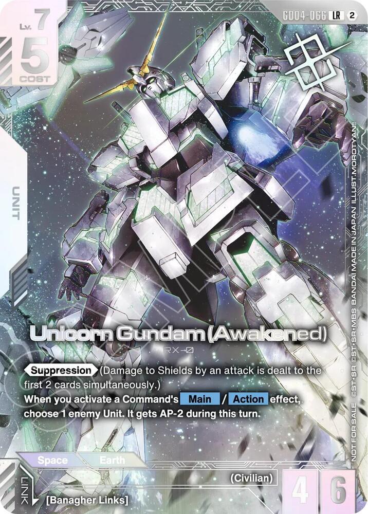 Unicorn Gundam (Awakened) (Newtype Challenge 2026 Mission 4) GD04-066 card from Gundam Promotional Cards