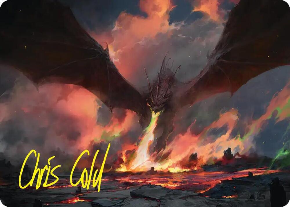 Smaug, the Great Calamity Art Card (Gold-Stamped Signature) 17 card from Art Series: The Hobbit