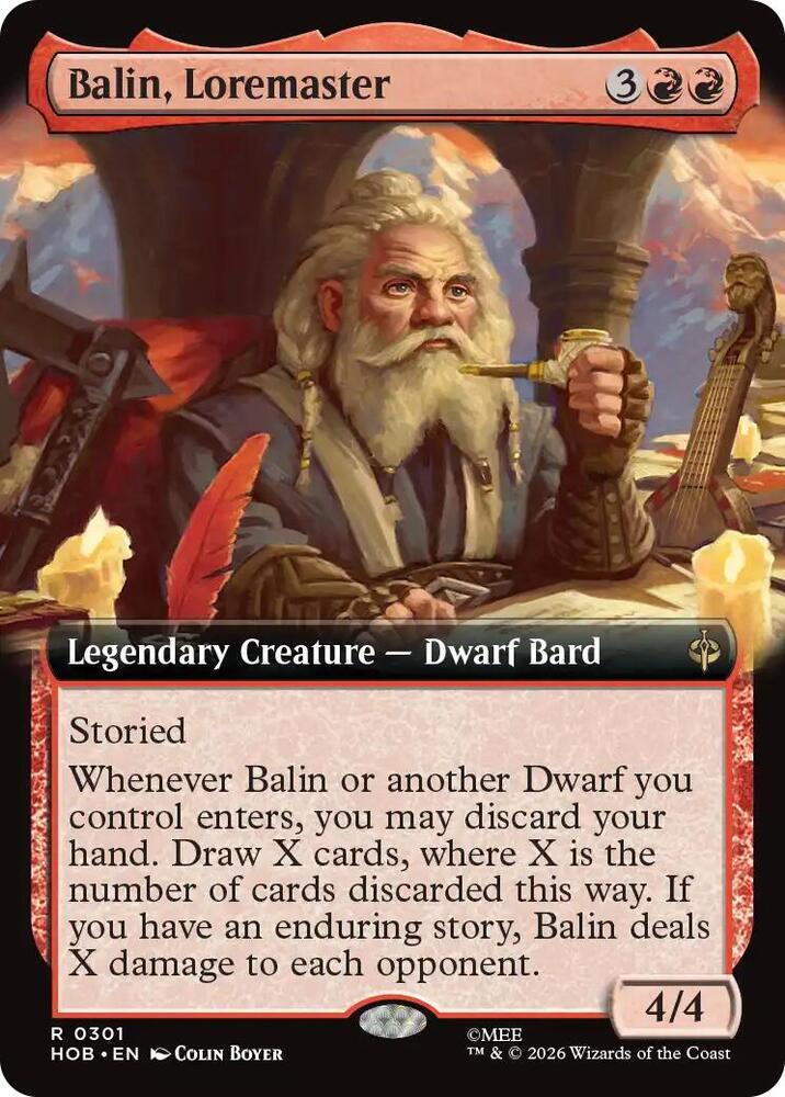 Balin, Loremaster (Extended Art) 301 card from The Hobbit