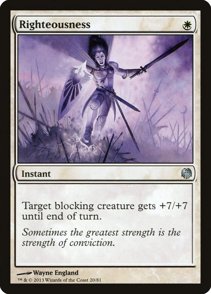 Righteousness 20 card from Duel Decks: Heroes vs. Monsters