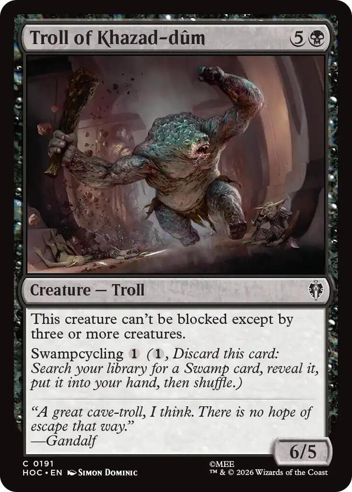 Troll of Khazad-dum 191 card from The Hobbit: Eternal-Legal