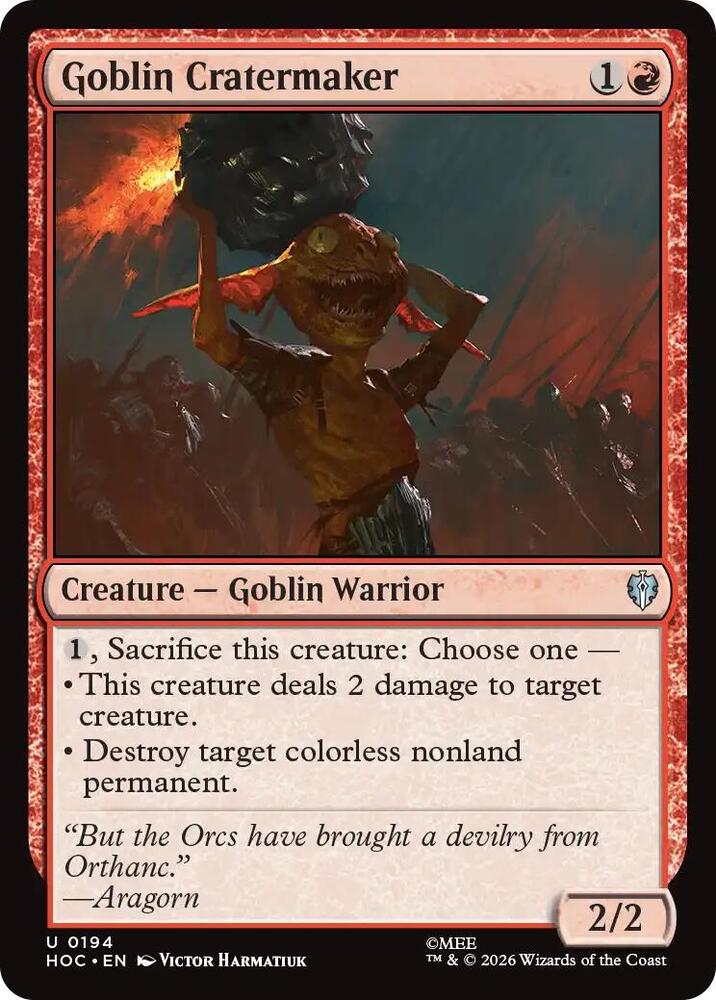 Goblin Cratermaker 194 card from The Hobbit: Eternal-Legal