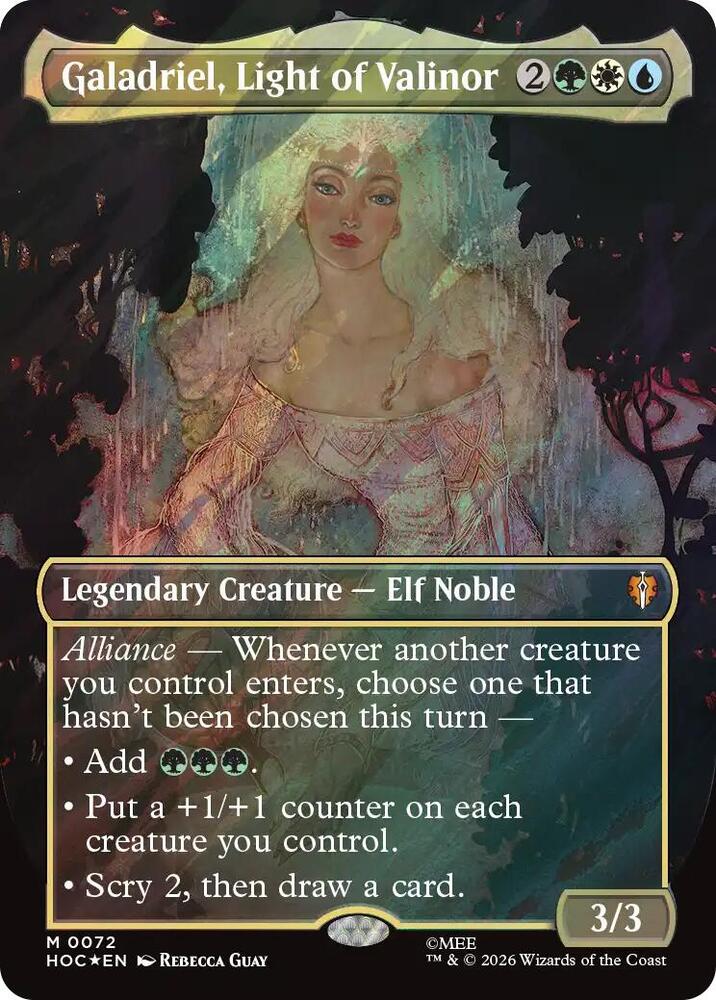 Galadriel, Light of Valinor (Borderless) (Surge Foil) 72 card from The Hobbit: Eternal-Legal